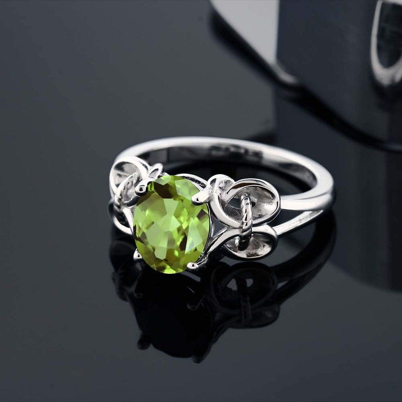 Gem Stone King Oval Gemstone Birthstone Engagement Ring For Women | 925 Sterling Silver | Oval 9X7MM | Wedding Anniversary Promise Ring | Available in size 5, 6, 7, 8, 9 - Image 4